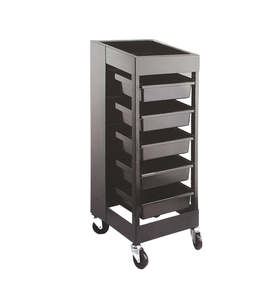 Trolleys: Black 5 Tray Trolley Plastic & Metal