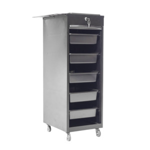 Trolleys: 5 Tray Metal Lockable Trolley code QA0008*