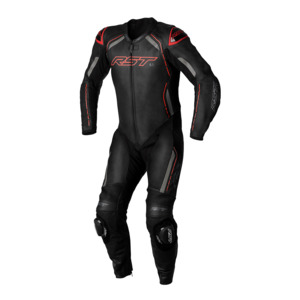 Road Racing Protective Gear: RST S1 CE 1-PC LEATHER SUIT [BLACK/GREY/RED] 42 M