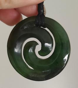Greenstone: NZ Greenstone Koru Carving 34mm #11