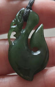 Greenstone: NZ Greenstone Small Manaia Pendant 35mm #59
