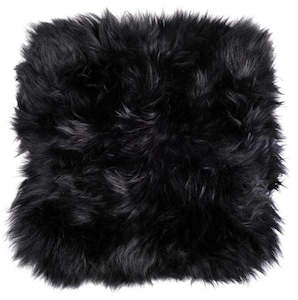 Cushion Covers: Sheepskin Cushion Cover - Black - Standard or Large Size