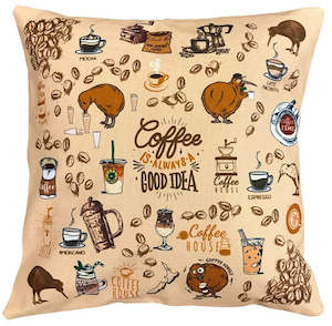 Cushion Covers: Cushion Cover - Coffee Kiwis