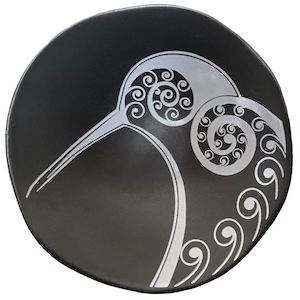 Art Decor: Kiwi White On Black - 7cm Porcelain Bowl