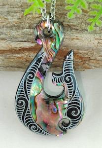 Paua: Paua Hook Design Necklace #04