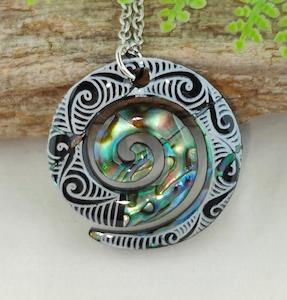 Paua: Paua Koru Design Necklace #02
