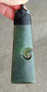 Greenstone Pendants: NZ Greenstone Bound Toki Koru - 105mm  - Deane Moreton #113