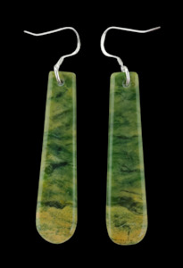 Greenstone Earrings: NZ Greenstone Earrings 57mm #AS105