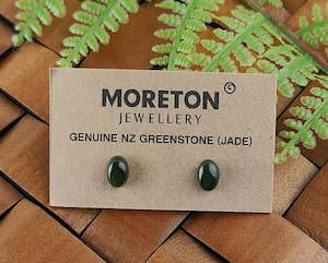 Greenstone Earrings: NZ Greenstone Stud Earrings - 7mm #30