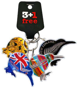 Keyrings 1: 4 Pack Kiwi Keyrings #1