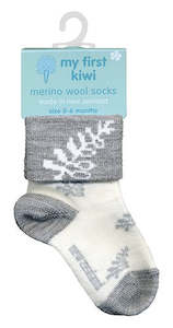 Infants Fern Merino Socks Grey - NZ Made