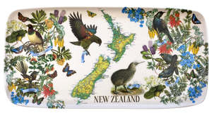 Tea Bag Holder Bowls Trays: Bamboo Tray - NZ Map