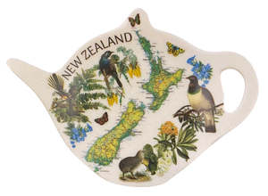 Tea Bag Holder Bowls Trays: Bamboo Tea Bag Holder - NZ Map