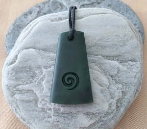 Greenstone Pendants: NZ Greenstone Adze with Koru Pendant