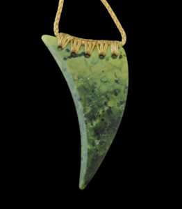 NZ Greenstone Whale Tooth Design - 78mm - Alex Sands #203