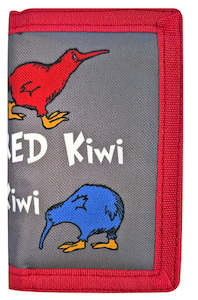 Velcro Wallet - Red Kiwi, Blue Kiwi