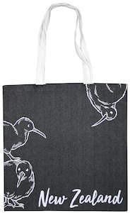Reusable Shopping Bags: NZ Kiwi Black Denim Cotton Bag