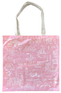 NZ Sketch Pink Cotton Tote Bag