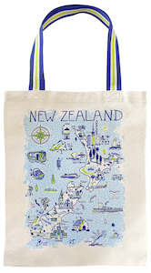 Reusable Shopping Bags: NZ Map Gusset Cotton Tote Bag