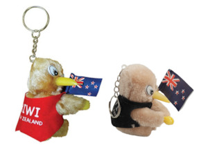 Bargains: Iconic Kiwi with Flag Clip on Keyring - Single or 10 Pack