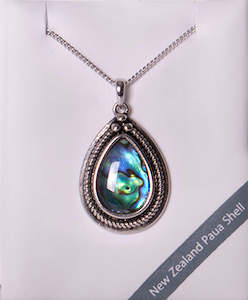 Paua: Paua Teardrop Necklace - Palladium Plated #1