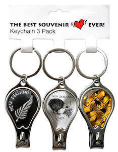 Keyrings 1: NZ Icons 3-Pack Nail Clippers Metal Keyring