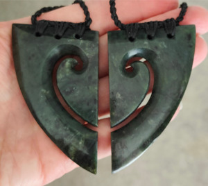 NZ Greenstone Large Koru Design (Set Of Two Halves)
