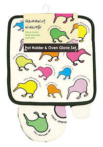 Pot Holder and Oven Glove Set - Kiwis