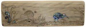 Wall Art: NZ Made Wood & Paua Wall Hanging - Kiwi & Fern