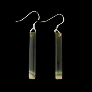 Greenstone Earrings: NZ Greenstone Earrings 37mm #AS125