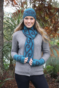 Possum Merino: Lothlorian Possum & Merino Aroha Unisex Beanie and/or Scarf - Teal/Charcoal