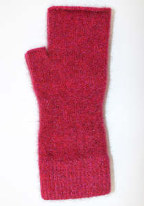 Lothlorian Possum & Merino Plain Fingerless Mitten, Raspberry