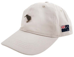 Adults NZ Flag And Metal Kiwi Badge Cap - Beige