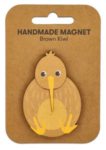 Brown Kiwi Wooden Magnet