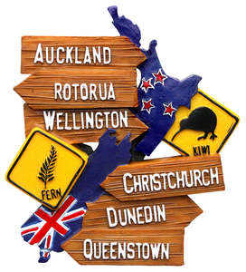 NZ Map And Road Signs Magnet