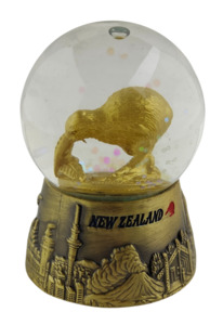 Gifts: Small Kiwi Snow Globe With Gold Base 6cm Tall