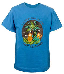 Childrens T Shirts: Glowing Forest Blue Kids T-Shirt - Sizes 2-12yr