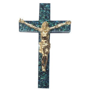 Nz Made: Paua Gold Plated Crucifix - NZ Made
