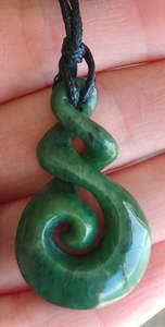 NZ Greenstone Double Twist With Koru - 39mm #54-2