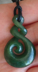 NZ Greenstone Double Twist With Koru - 39mm #54B