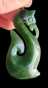 Jewellery: NZ Greenstone Manaia Pendant 55mm #59L