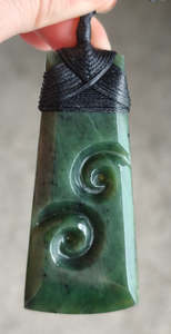 NZ Greenstone Toki With Double Koru #18-C