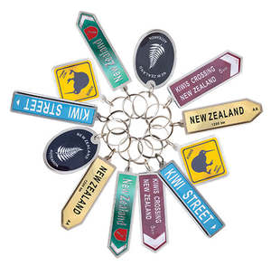 12 Pack Foil Road Sign Keyrings