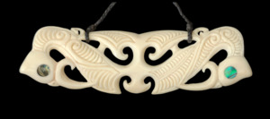 Manaia Breast Plate Bone Carving Necklace - 145mm #7B