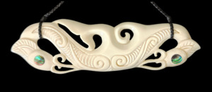 Manaia Breast Plate Bone Carving Necklace - 140mm #7