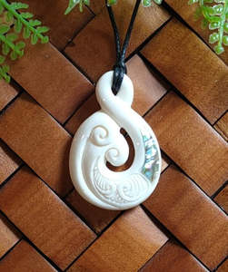 Twist With Paua Bone Carving Pendant