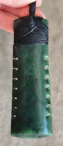 Jewellery: NZ Greenstone Toki With Notches 115mm #22
