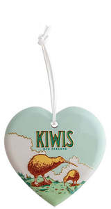 Two Kiwis Heart Ceramic Wall Hanging
