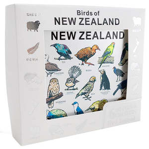 6 Pack NZ Birds White Foil Coaster Set