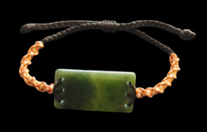 NZ Pounamu Greenstone Cord Bracelet #07L